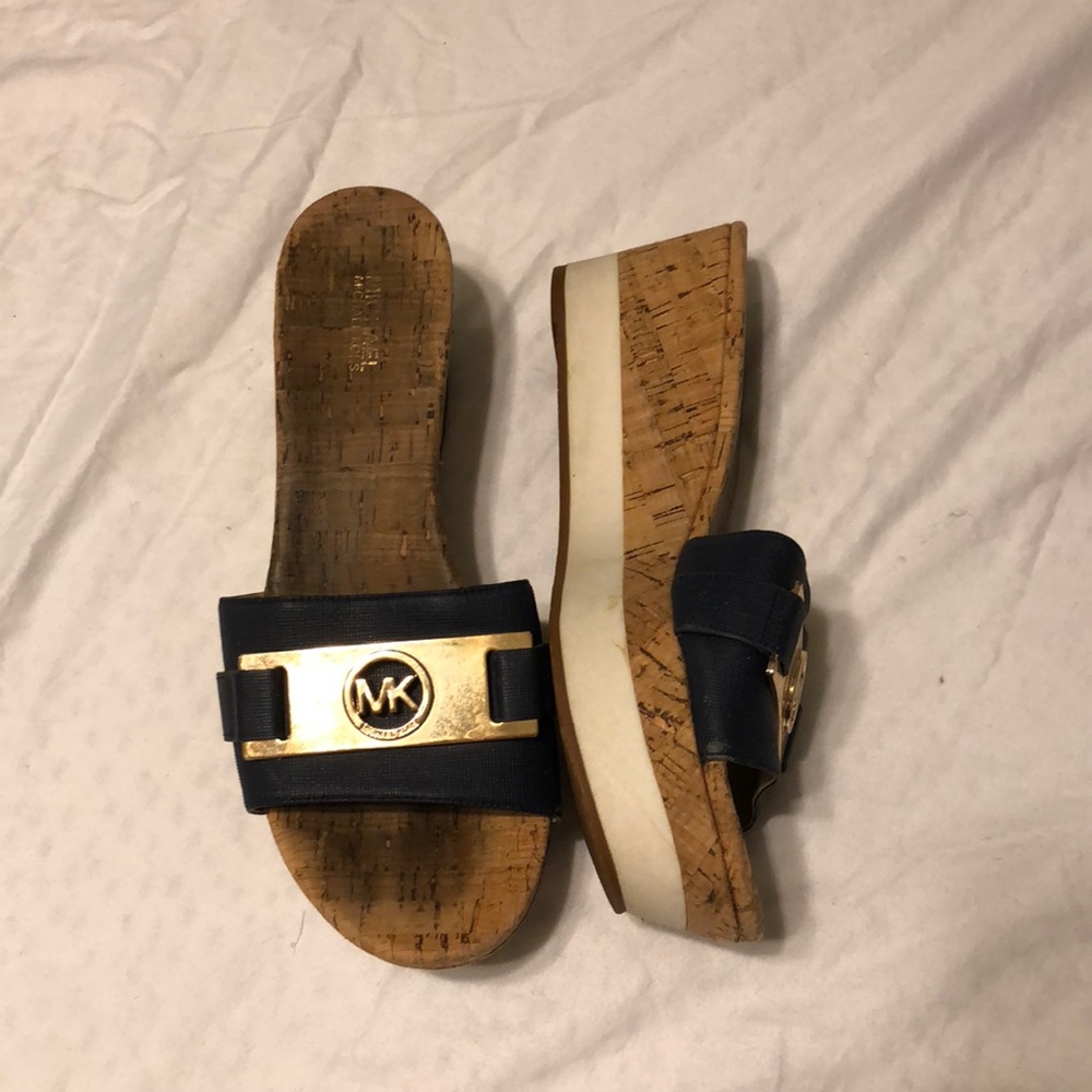 Michael Kohrs cork and blue slip on